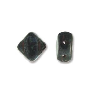 Silky Bead, 6Mm, 2-Hole - Jet Travertine/Picasso