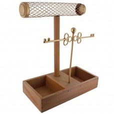 Metal Keys Jewelry Display Jewelry Stand With Wood Base