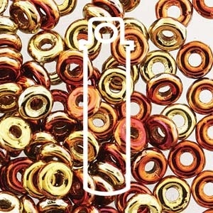 Czech Glass- O Bead- Jet California Gold Rush