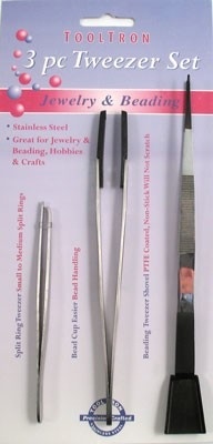 Tooltron 3-Piece Tweezer Set - Precision Tweezers for Professionals and DIY Enthusiasts