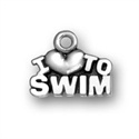 I Heart To Swim Sterling Silver Charm