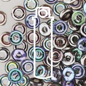Czech Glass- O Bead- Crystal Graphite Rainbow