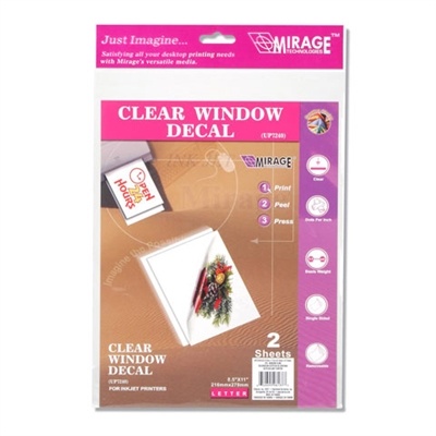 Clear Window Decal Sheets for Inkjet Printers