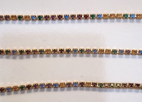 Swarovski Rhinestone Cup Chain- Size #99- Dark Multi/Gold