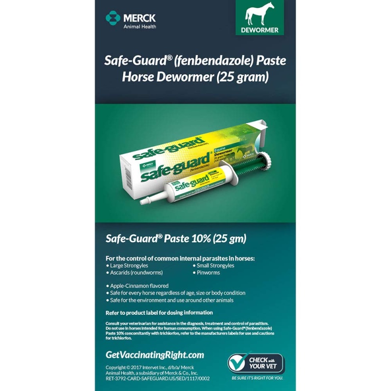 Merck Animal Safe Guard 25 Gram Paste Equine Dewormer