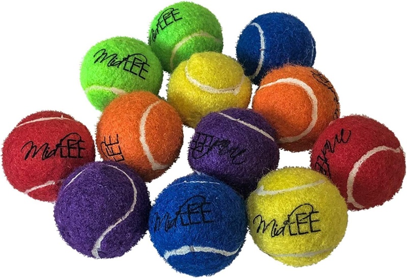 Midlee Mini 1.5" Dog Tennis Balls With Squeaker, Set Of 12 Solid Colors