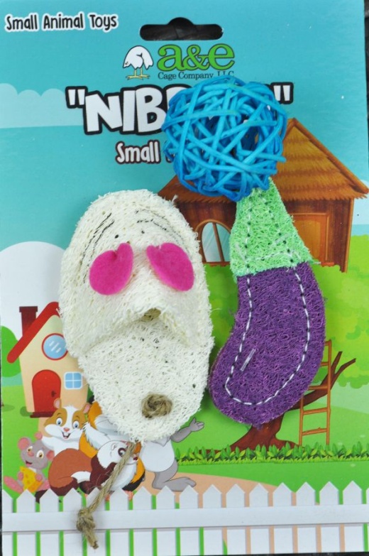 Ae Cage Company Nibbles Eggplant And Assorted Loofah Chew Toys - 3 Count