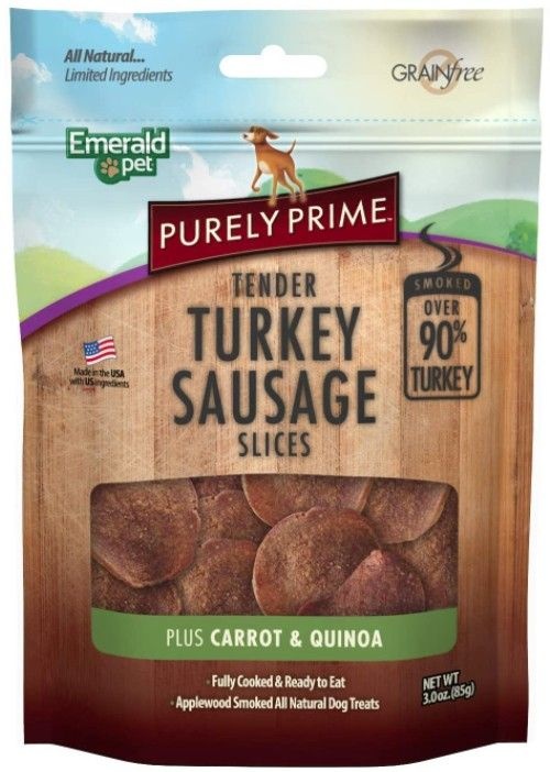Emerald Pet Purely Prime Tender Turkey Sausage Slices Carrot And Quinoa Recipe - 3 Oz