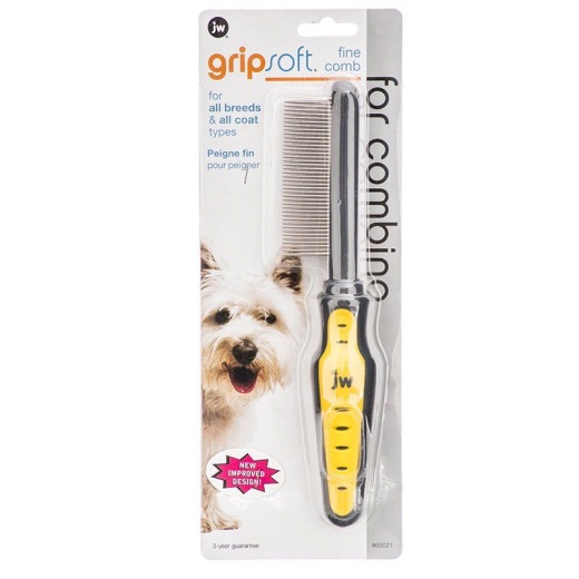 JW GripSoft Fine Comb for Tangle-Free Dog Grooming