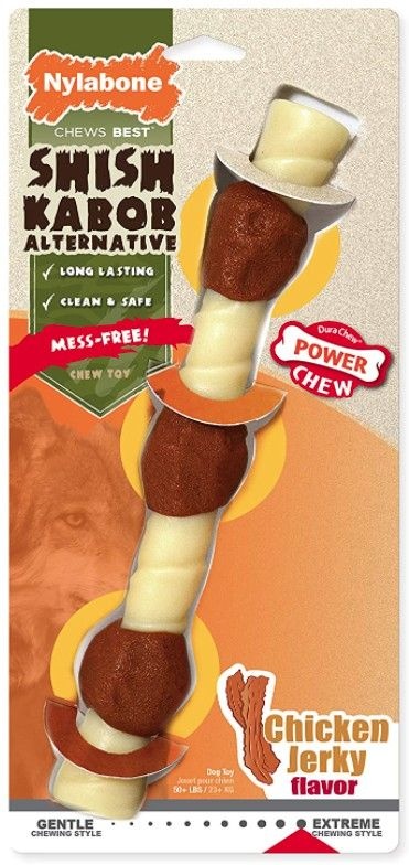Nylabone Power Chew Shish Kabob Mess Free Nylon Chew Toy Chicken Jerky Flavor