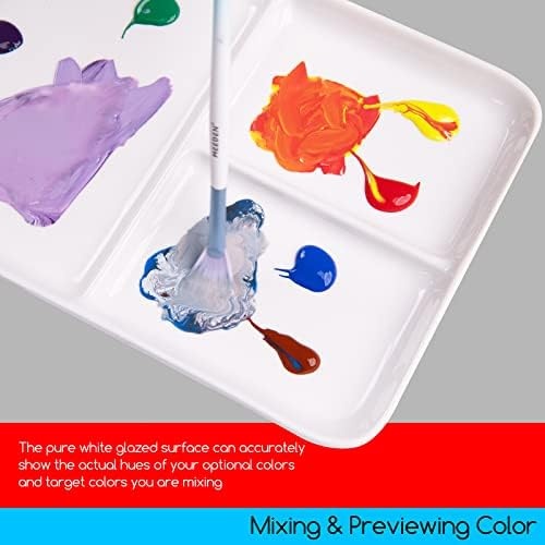 MEEDEN Ceramic Artist Paint Palette, Rectangle Porcelain Watercolor Palette,  10'' × 7'' Ceramic Mixing Tray for Gouache, Watercolor, Acrylic Painting