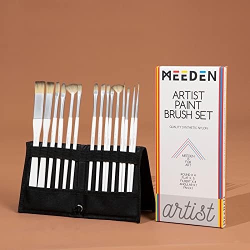 Meeden Paint Brushes Set, 15 Pcs Acrylic Paint Brushes, Premium Nylon Hair Brushes For Acrylic, Artist Acrylic Paint Brushes For Acrylic Oil Watercolor, Miniature Detailing And Rock Painting