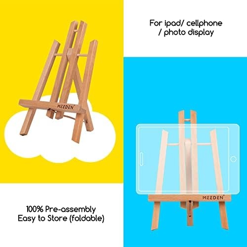 Meeden 12 Pack 12 Inch Tabletop Easels, Small Beech Wood Display Easel, Easel  Stand For Painting,Tripod, Painting Party Easel, Kids Student Desktop Easel  For Painting, Portable Canvas,Sign Holder