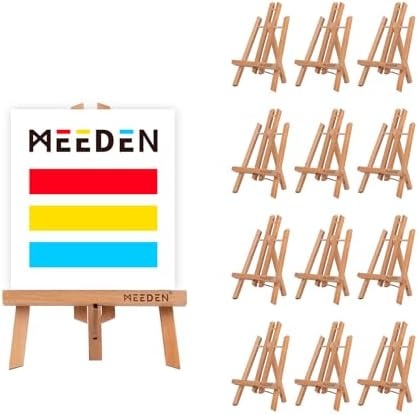 Meeden 12 Inch Small Tabletop Easel: 12 Pack Beech Wood Easel For Painting - Display Table Top Easel Canvas Stand For Painting Sign
