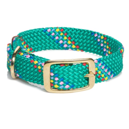 Mendota Double Braid Collar - Brass - Hunter Green / 9/16" X 12"