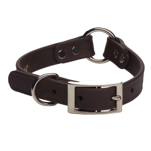 Durasoft Imitation Leather Collar - Center Ring - Brown / Narrow / 12 Inch