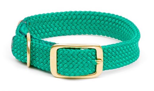Mendota Double Braid Collar - Brass - Kelly Green / 1" X 18"