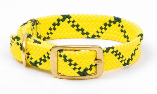Mendota Double Braid Collar - Brass - Hi-Viz Yellow / 1" X 18"