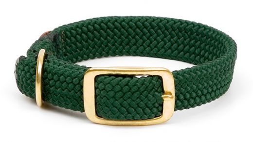 Mendota Double Braid Collar - Brass - Hunter Green / 1" X 18"