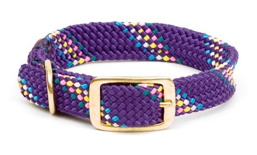 Mendota Double Braid Collar - Brass - Purple Confetti / 1" X 18"