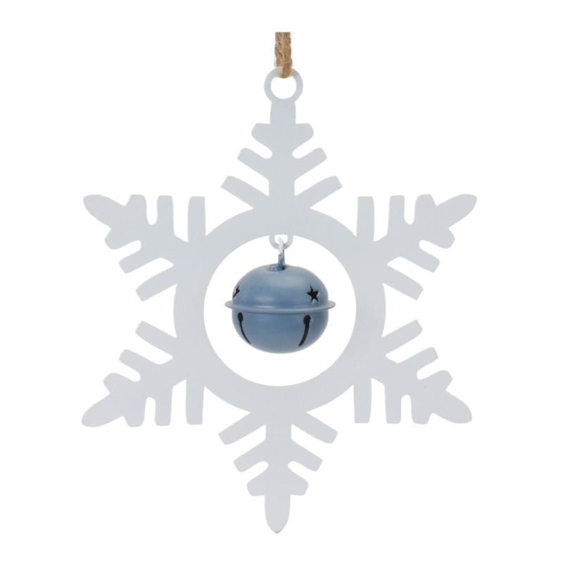 Iron Snowflake Ornaments with Bell, Set of 12, 6.5”H