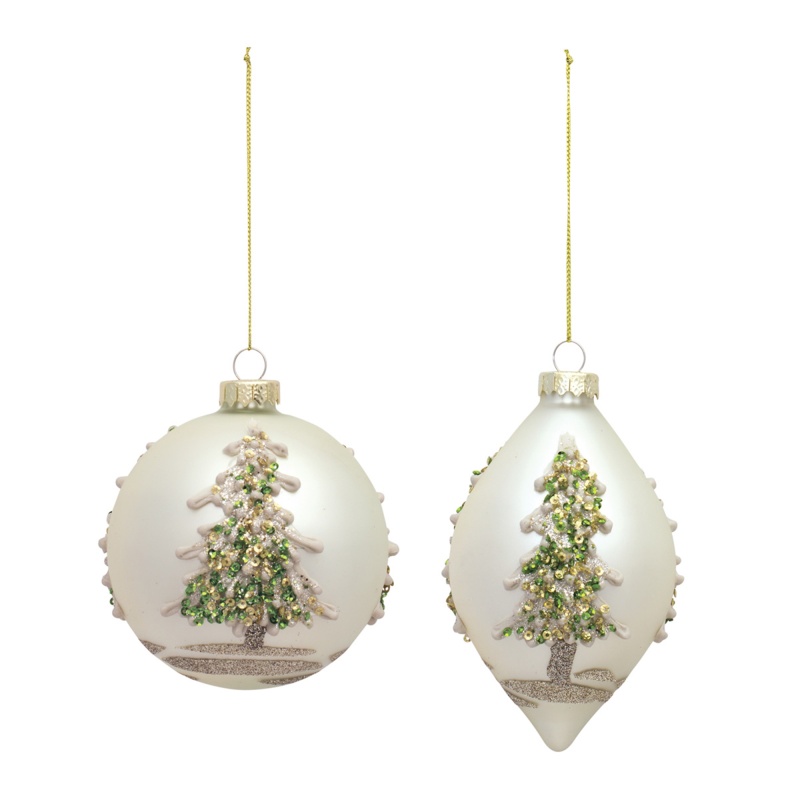 Ornament Set of 6, 5"H and 6"H Glass