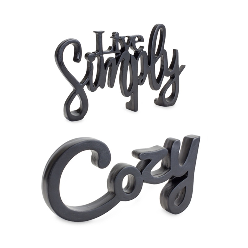 Cozy And Simply Sign (Set Of 2) 8.25"L X 5"H, 9.75"L X 5"H Resin