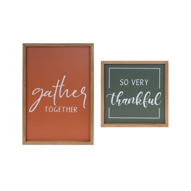 Gather and Thankful Sign Set of 2