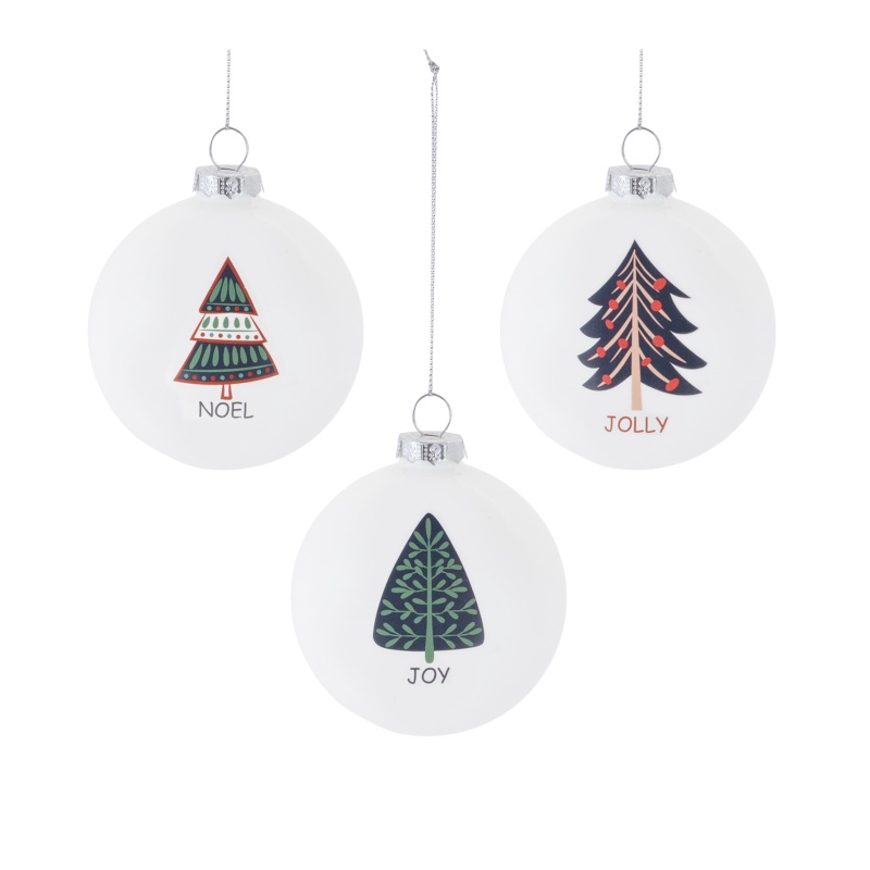 Melrose International Ornament Set of 6, 3”D Glass
