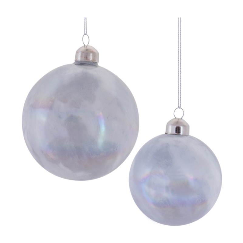 Ball Ornament Set of 6, 3"D and 4"D Glass