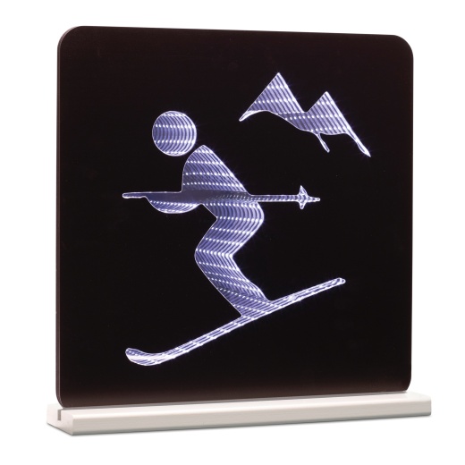 Led Skier Plaque 15.5”Sq Acrylic Ul Plug