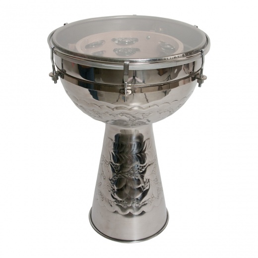 Mid-East Metal Doumbek with Synthetic Head and Internal Jingles 10-By-16-Inch