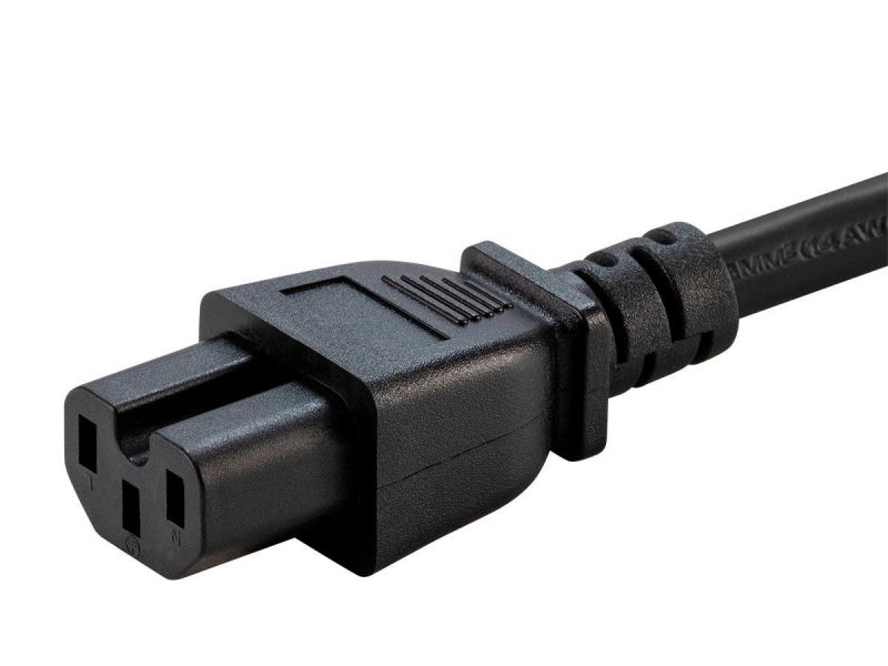 Monoprice Power Cord - Iec 60320 C20 To Iec 60320 C15, 14Awg, 15A/1875W, 3-Prong, Black, 3Ft
