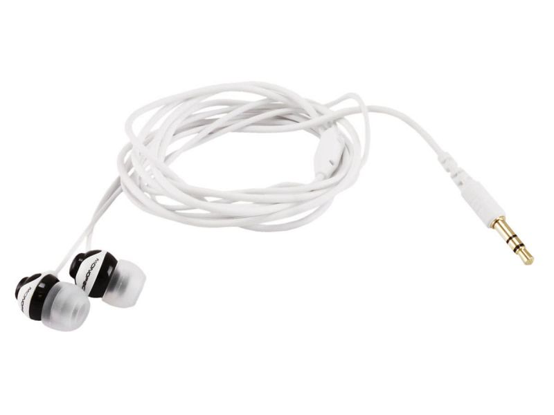 Monoprice Button Design Noise Isolating Earbuds Headphones, Black & White