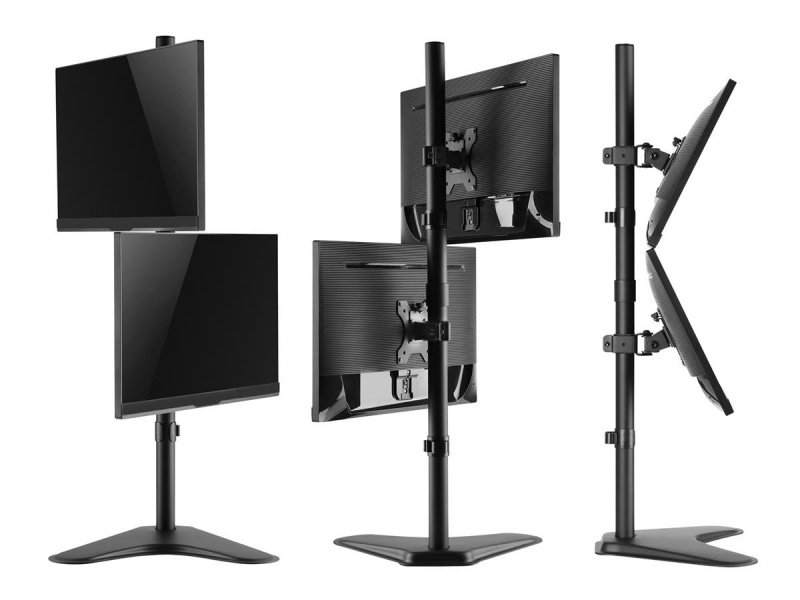 Monoprice Dual Monitor Articulating Free Standing Vertical Desk Mount Bracket Stand V2 For 13~32In Monitors Up To 17.6Lbs, Black