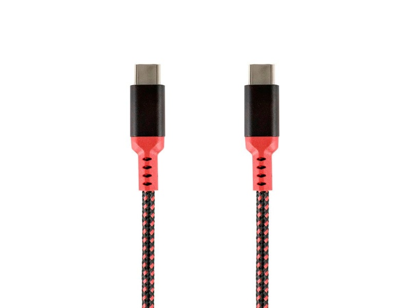 Monoprice Stealth Charge And Sync Usb 2.0 Type-C To Type-C Cable, Up To 5A/100W, 3Ft, Red