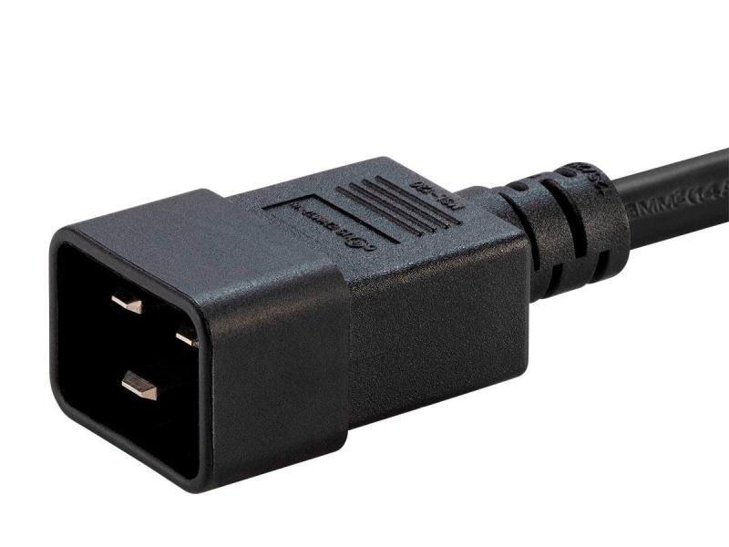 Monoprice Heavy Duty Extension Cord - Iec 60320 C20 To Iec 60320 C19, 12Awg, 20A/2500W, Sjt, 250V, Black, 3Ft