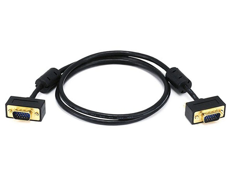 Monoft Ultra Slim Svga Super Vga 30/32Awg M/M Monitor Cable With Ferrites (Gold Plated Connector)