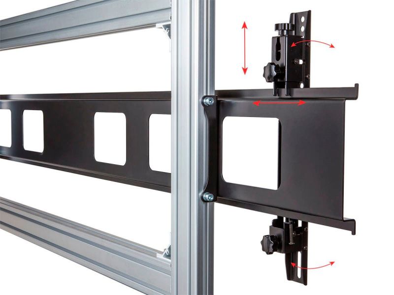 Monoprice Commercial Series 2X2 Video Wall Mount Bracket System Rolling Display Cart With Micro Adjustment Arms For Led Tvs 32In To 55In, Max Weight 100Lbs, Vesa Patterns Up To 600X400