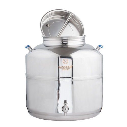 Sansone Fusti Tank | 13.2 Gallon | 50L | 1/2" BSP | Stainless Steel | Mirror Polish Finish | NSF Certified | Made In Italy