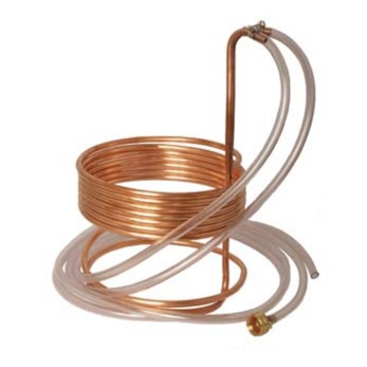 Wort Chiller | Immersion Chiller | 25' X 3/8" Copper Tubing | Vinyl Tubing Included For Inlet/Outlet | Female Garden Hose Adapter