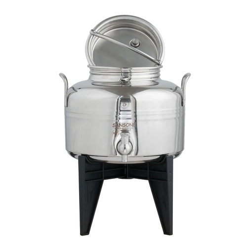 Sansone Fusti Tank | 1.3 Gallon | 5L | Tabletop Stand | Spigot Included | Stainless Steel | Mirror Polish Finish | NSF Certified | Made In Italy