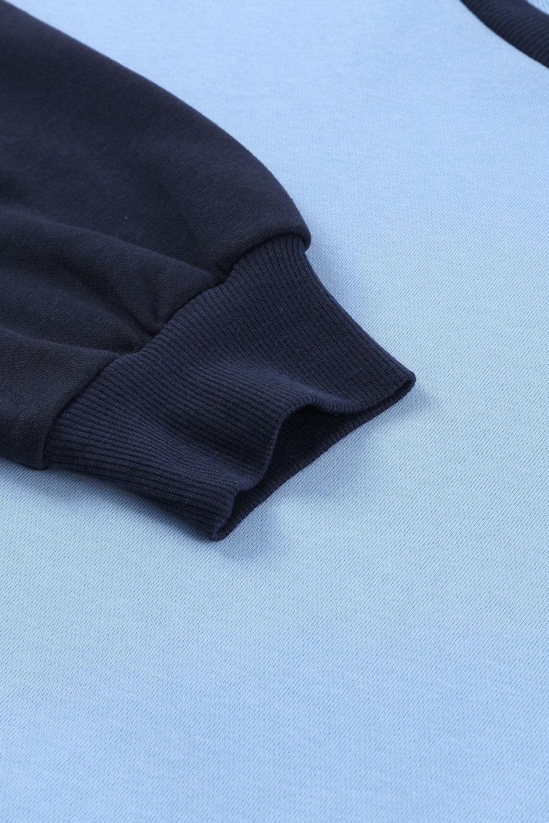 Women's Sky Blue Colorblock Pullover Sweatshirt