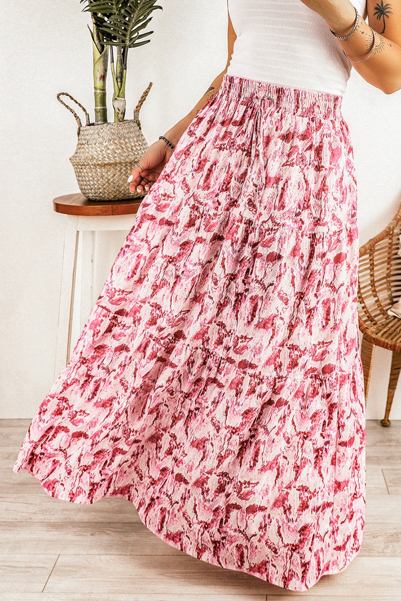 Pink Floral Maxi Skirt 1033