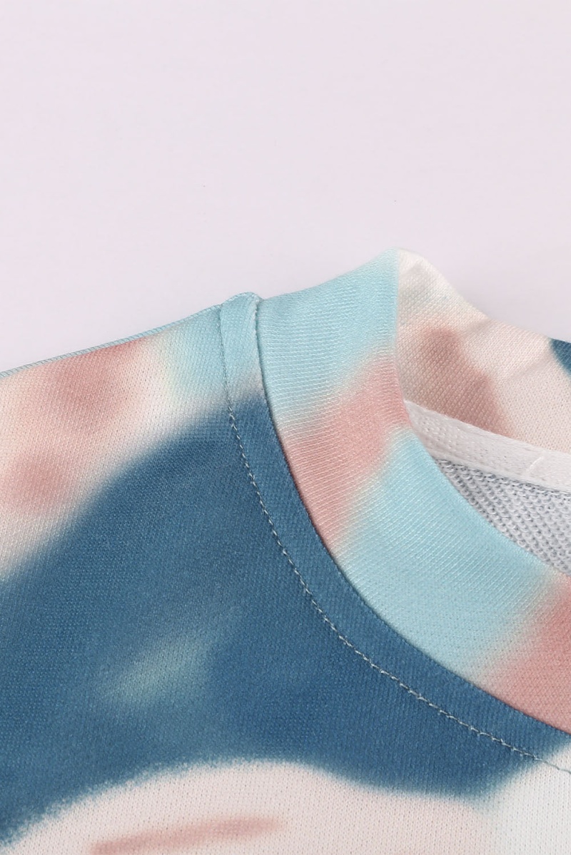 Women's Multicolor Tie-Dye Side Slits Pullover Sweatshirt