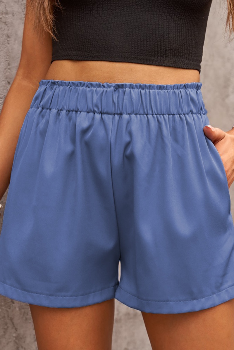 Women's Casual Cotton Blend Pocketed High Rise Shorts