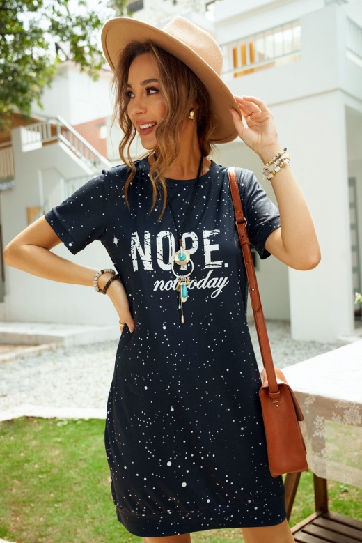 Nope Not Today Black Short Sleeve T-Shirt Mini Dress