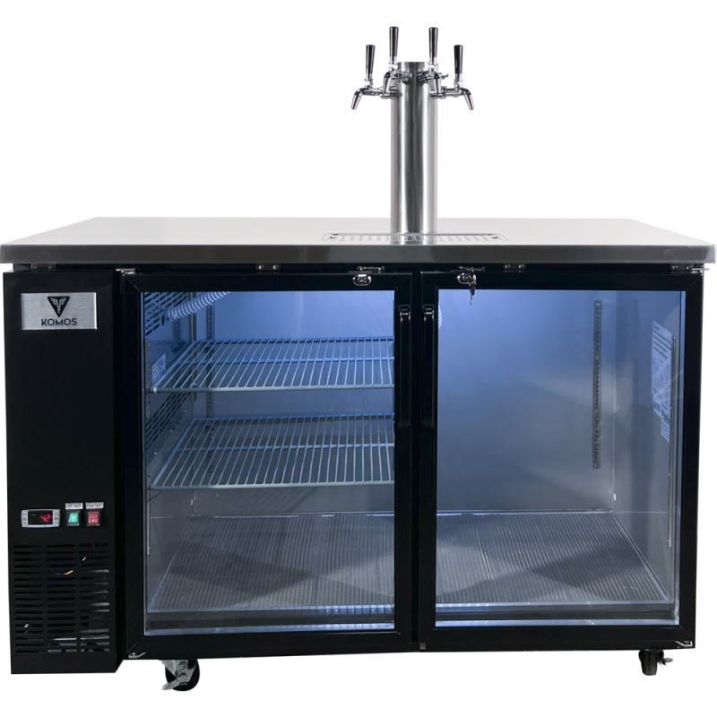Double Tap Kegerator W/ Stainless Flow Control Nukatap Faucets