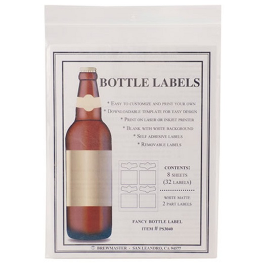 Beer Bottle Labels (2-Part) - Pack Of 32