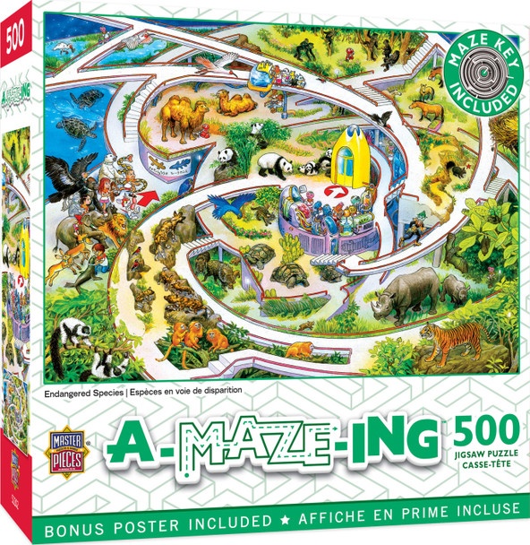 A-Maze-Ing - Endangered Species 500 Piece Puzzle